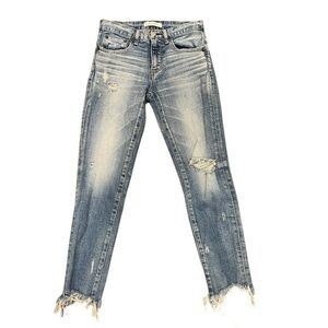 Moussy Vintage Distressed Frayed Hem Skinny Jeans